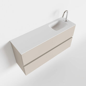Mondiaz ADA 100cm toiletmeubel linen. LEX wastafel talc rechts 1 kraangat