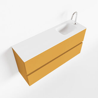 Mondiaz ADA 100cm toiletmeubel ocher. LEX wastafel talc rechts 1 kraangat