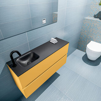 Mondiaz ADA 100cm toiletmeubel ocher. LEX wastafel urban links 1 kraangat