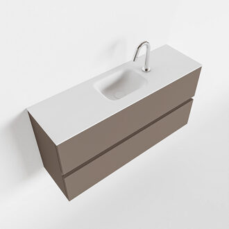 Mondiaz ADA 100cm toiletmeubel smoke. LEX wastafel talc midden 1 kraangat