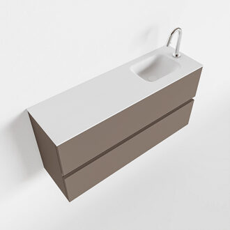 Mondiaz ADA 100cm toiletmeubel smoke. LEX wastafel talc rechts 1 kraangat