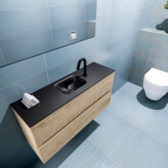 Mondiaz ADA 100cm toiletmeubel washed oak. LEX wastafel urban midden 1 kraangat