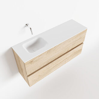 Mondiaz Ada 100cm toiletmeubel washed oak met wastafel talc links zonder kraangat