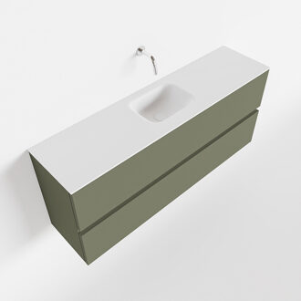 Mondiaz Ada 120cm toiletmeubel army met wastafel talc midden zonder kraangat