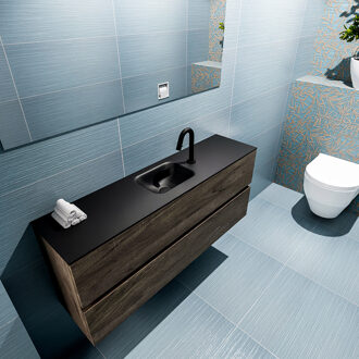 Mondiaz ADA 120cm toiletmeubel dark brown. LEX wastafel urban midden 1 kraangat