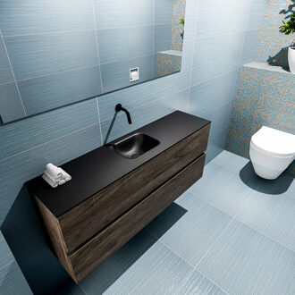 Mondiaz ADA 120cm toiletmeubel dark brown. LEX wastafel urban midden zonder kraangat