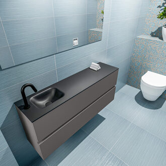 Mondiaz ADA 120cm toiletmeubel dark grey. LEX wastafel urban links 1 kraangat