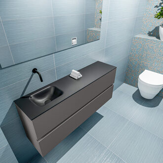 Mondiaz ADA 120cm toiletmeubel dark grey. LEX wastafel urban links zonder kraangat