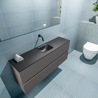 Mondiaz ADA 120cm toiletmeubel dark grey. LEX wastafel urban midden zonder kraangat