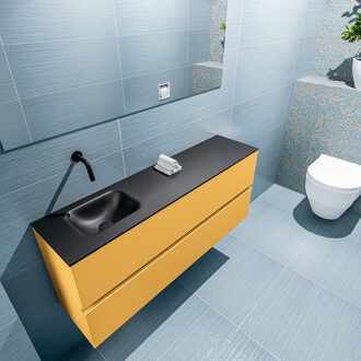 Mondiaz ADA 120cm toiletmeubel ocher. LEX wastafel urban links zonder kraangat