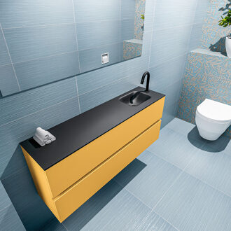 Mondiaz ADA 120cm toiletmeubel ocher. LEX wastafel urban rechts 1 kraangat