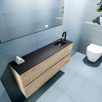 Mondiaz ADA 120cm toiletmeubel washed oak. LEX wastafel urban rechts 1 kraangat