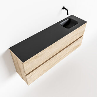 Mondiaz ADA 120cm toiletmeubel washed oak. LEX wastafel urban rechts zonder kraangat