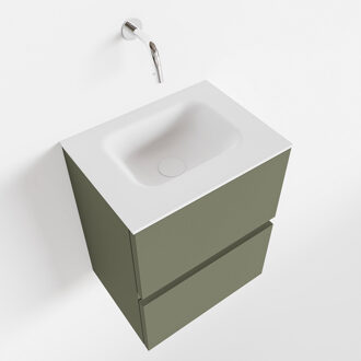Mondiaz ADA 40cm toiletmeubel army. LEX wastafel talc midden zonder kraangat