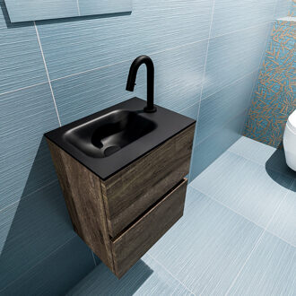 Mondiaz ADA 40cm toiletmeubel dark brown. LEX wastafel urban links 1 kraangat