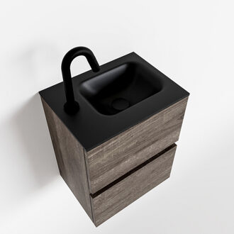 Mondiaz ADA 40cm toiletmeubel dark brown. LEX wastafel urban links 1 kraangat