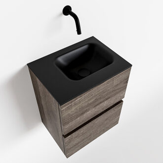 Mondiaz ADA 40cm toiletmeubel dark brown. LEX wastafel urban links zonder kraangat