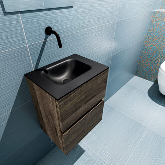 Mondiaz ADA 40cm toiletmeubel dark brown. LEX wastafel urban midden zonder kraangat