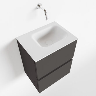 Mondiaz ADA 40cm toiletmeubel dark grey. LEX wastafel talc links zonder kraangat