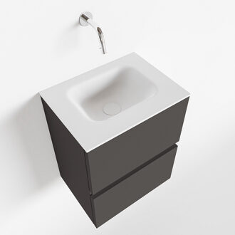 Mondiaz ADA 40cm toiletmeubel dark grey. LEX wastafel talc midden zonder kraangat