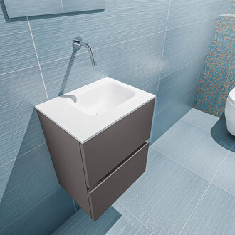 Mondiaz ADA 40cm toiletmeubel dark grey. LEX wastafel talc rechts zonder kraangat