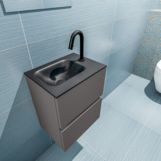 Mondiaz ADA 40cm toiletmeubel dark grey. LEX wastafel urban links 1 kraangat