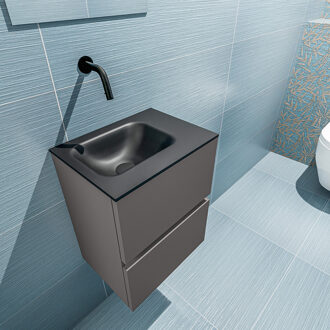 Mondiaz ADA 40cm toiletmeubel dark grey. LEX wastafel urban links zonder kraangat