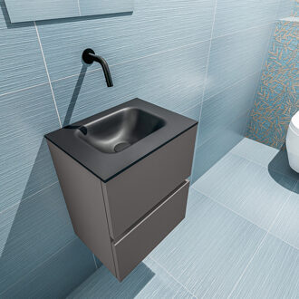 Mondiaz ADA 40cm toiletmeubel dark grey. LEX wastafel urban midden zonder kraangat