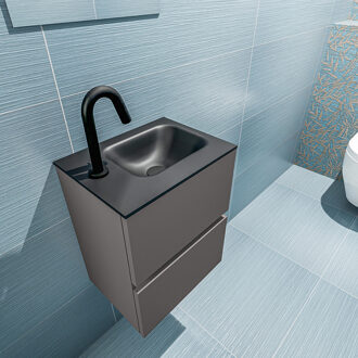 Mondiaz ADA 40cm toiletmeubel dark grey. LEX wastafel urban rechts 1 kraangat