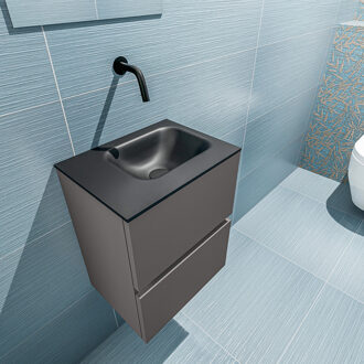 Mondiaz ADA 40cm toiletmeubel dark grey. LEX wastafel urban rechts zonder kraangat