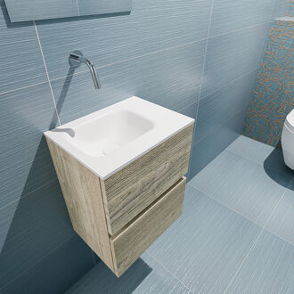 Mondiaz ADA 40cm toiletmeubel light brown grey. LEX wastafel talc links zonder kraangat