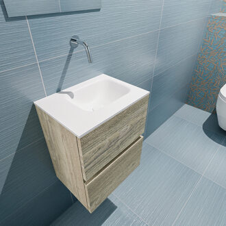 Mondiaz ADA 40cm toiletmeubel light brown grey. LEX wastafel talc rechts zonder kraangat