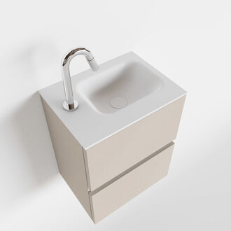 Mondiaz ADA 40cm toiletmeubel linen. LEX wastafel talc links 1 kraangat