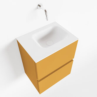 Mondiaz ADA 40cm toiletmeubel ocher. LEX wastafel talc links zonder kraangat