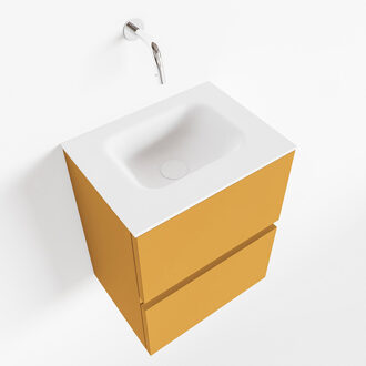 Mondiaz ADA 40cm toiletmeubel ocher. LEX wastafel talc midden zonder kraangat