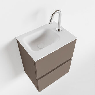 Mondiaz ADA 40cm toiletmeubel smoke. LEX wastafel talc rechts 1 kraangat