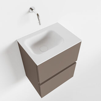 Mondiaz ADA 40cm toiletmeubel smoke. LEX wastafel talc rechts zonder kraangat