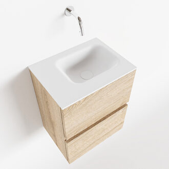 Mondiaz ADA 40cm toiletmeubel washed oak. LEX wastafel talc links zonder kraangat