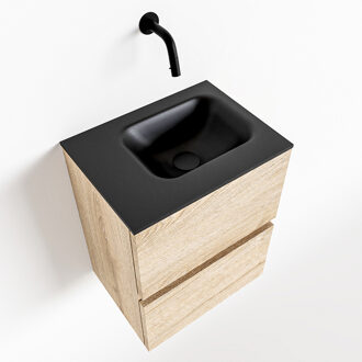 Mondiaz ADA 40cm toiletmeubel washed oak. LEX wastafel urban links zonder kraangat