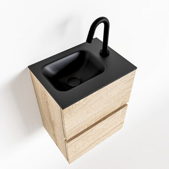 Mondiaz ADA 40cm toiletmeubel washed oak. LEX wastafel urban rechts 1 kraangat