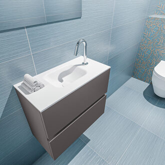 Mondiaz ADA 60cm toiletmeubel dark grey. LEX wastafel talc midden 1 kraangat