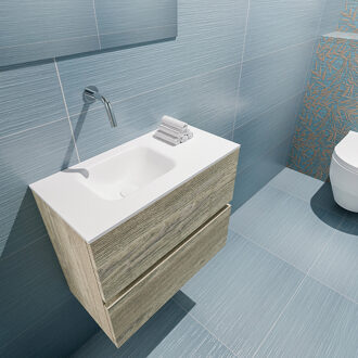 Mondiaz ADA 60cm toiletmeubel light brown grey. LEX wastafel talc links zonder kraangat