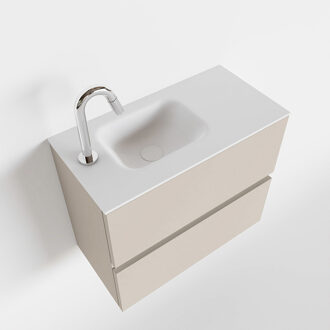 Mondiaz ADA 60cm toiletmeubel linen. LEX wastafel talc links 1 kraangat