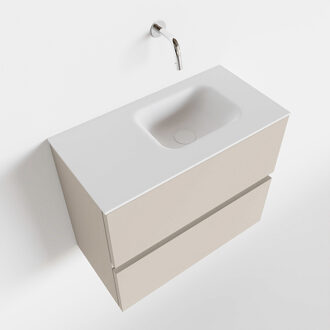 Mondiaz ADA 60cm toiletmeubel linen. LEX wastafel talc rechts zonder kraangat