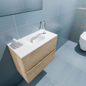 Mondiaz ADA 60cm toiletmeubel washed oak. LEX wastafel talc midden 1 kraangat