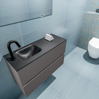 Mondiaz ADA 80cm toiletmeubel dark grey. LEX wastafel urban links 1 kraangat