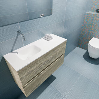 Mondiaz ADA 80cm toiletmeubel light brown grey. LEX wastafel talc links zonder kraangat