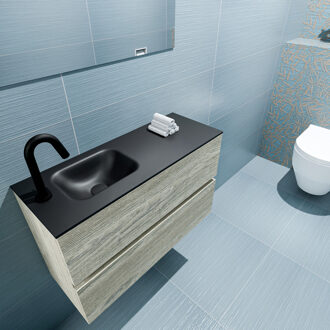 Mondiaz ADA 80cm toiletmeubel light brown grey. LEX wastafel urban links 1 kraangat