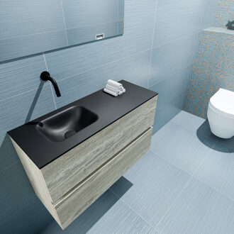 Mondiaz ADA 80cm toiletmeubel light brown grey. LEX wastafel urban links zonder kraangat