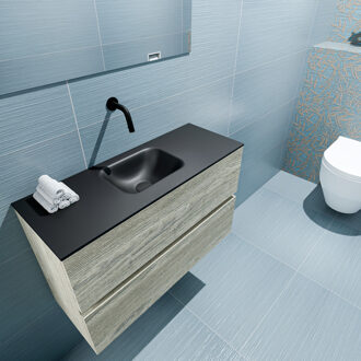 Mondiaz ADA 80cm toiletmeubel light brown grey. LEX wastafel urban midden zonder kraangat